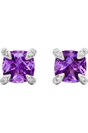 David Yurman Sterling silver Petite Chatelaine amethyst and diamond stud earrings (6mm)