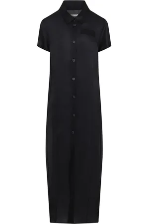 Khaite Effy button-up short-sleeve dress