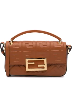 Fendi 2010-2024 Zucca Embossed Leather Baguette Phone Pouch satchel