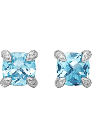 David Yurman Sterling silver Petite Chatelaine topaz and diamond stud earrings (6mm)