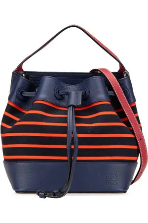 Loewe 2017 Leather and Stripe Canvas Midnight bucket bag