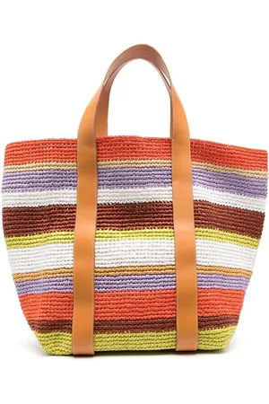 La DoubleJ Striped raffia tote bag