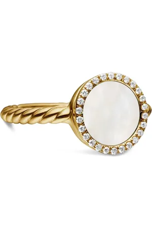 David Yurman 18kt yellow Petite DY Elements mother-of-pearl and diamond ring (11.3mm)