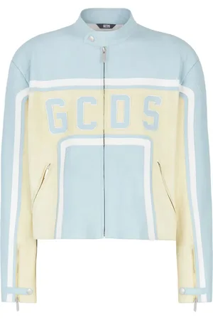 GCDS Logo-appliqu?? leather jacket