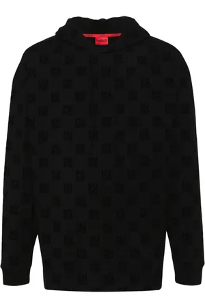 HUGO BOSS Logo-jacquard long-sleeve hoodie