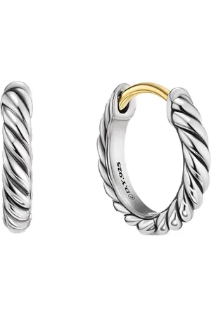 David Yurman Sterling Sculpted Cable Micro huggie hoop earrings (10.7mm)