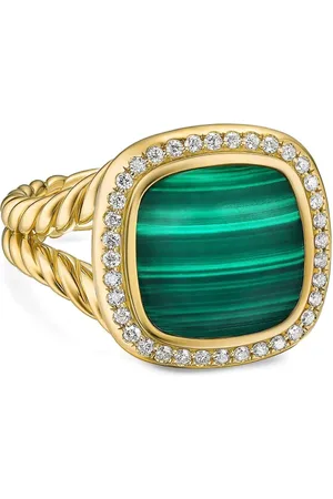 David Yurman 18kt yellow Albion malachite and diamond ring (15mm)