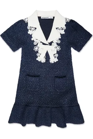 Self-Portrait Lace-trim sequinned tweed dress
