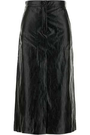 I BLUES Textured leather midi skirt