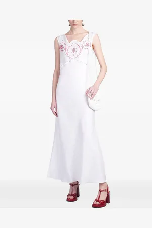 HOLY CAFTAN Embroidery-detail midi dress