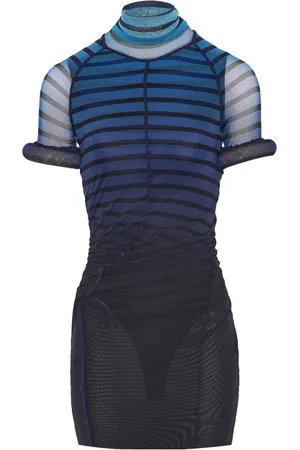 Jean Paul Gaultier Striped mesh mini dress
