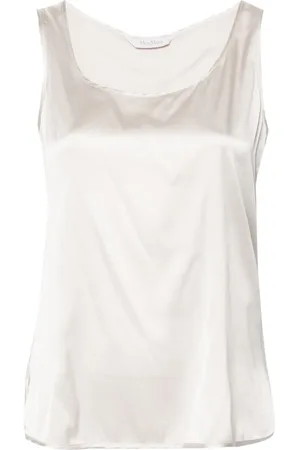Max Mara Scoop-neck satin tank top