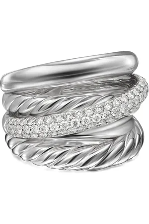 David Yurman Sterling Crossover Five Row diamond ring (17.5mm)