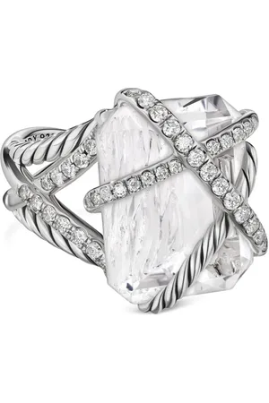 David Yurman Sterling silver Cable Wrap crystal and diamond ring (18mm)