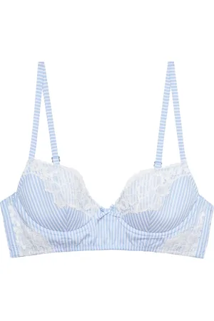 FLEUR DU MAL Striped lace-detail bra