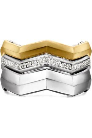 David Yurman 18kt yellow gold and sterling Stax diamond ring (11.7mm)