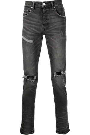 Purple Brand Slim-fit frayed-knee jeans