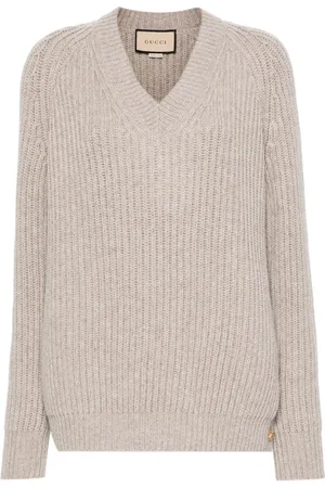 Gucci V-neck chunky-knit jumper