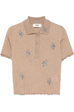 Fendi Short-sleeve cropped polo top
