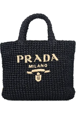 Prada Raffia logo tote bag