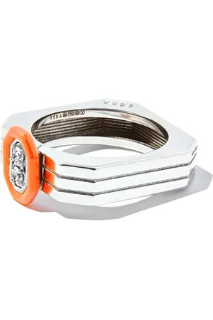 Eera 18kt white gold enamel diamond ring