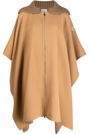Moncler Ribbed-collar wool cape coat