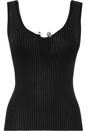 Philipp Plein Coated ribbed-knit tank top