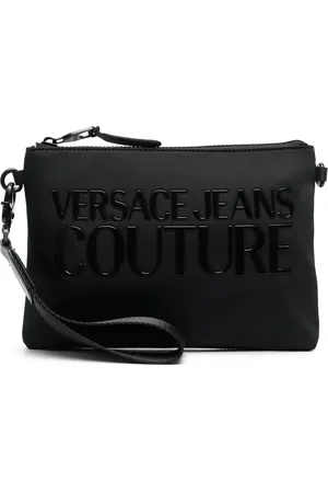 VERSACE Logo-patch zip-up clutch bag