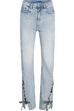 Karl Lagerfeld High-rise lace-up jeans