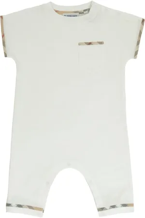 Burberry Check Trim Cotton Playsuit