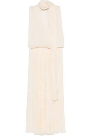 BLUMARINE Pleated asymmetric midi dress
