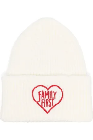 Family First Embroidered-logo ribbed-knit beanie