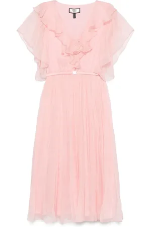 NISSA Floral-appliqué midi dress