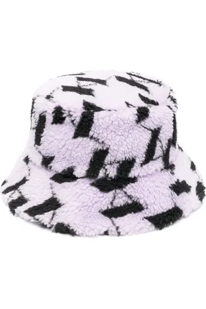 Karl Lagerfeld Faux-shearling monogram bucket hat