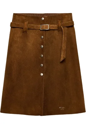 Prada Button-front suede skirt