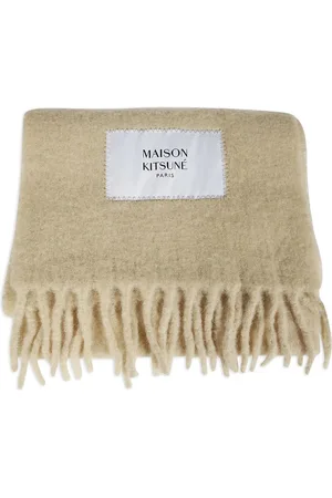 Maison Kitsuné Logo-appliqué wool scarf
