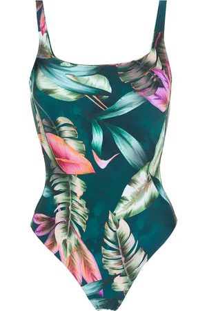 Lygia & Nanny Leaf-print square-neck swimsuit