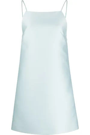 Prada Square-neck satin-finish minidress