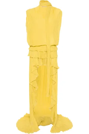 BLUMARINE Pleated asymmetric midi dress