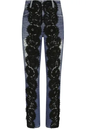 Dolce & Gabbana Lace-appliqué straight-leg jeans