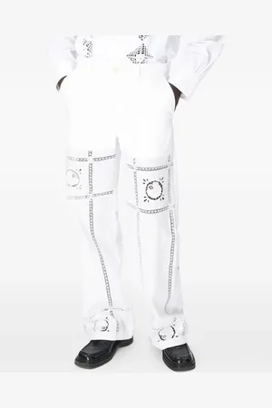 Marine Serre Embroidered cotton trousers