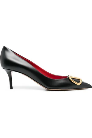VALENTINO GARAVANI Logo-plaque leather pumps