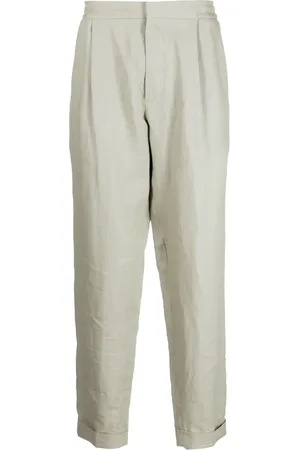 CHE Pleated linen slim-cut trousers