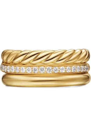 David Yurman 18K yellow DY Mercer® Three Row diamond ring