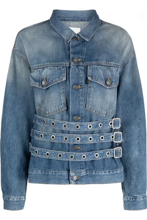 haikure Belt-detail denim jacket