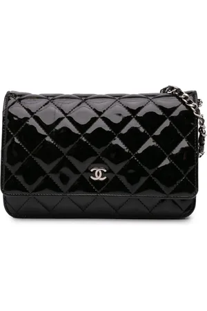 CHANEL 2011 CC Quilted Patent Wallet On Chain crossbody bag