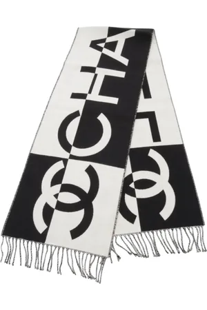 CHANEL 1986-1988 logo-intarsia scarf