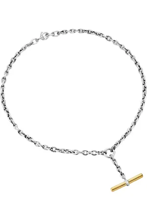 David Yurman 18K yellow gold and sterling DY Mercer® Petite Toggle Chain diamond necklace