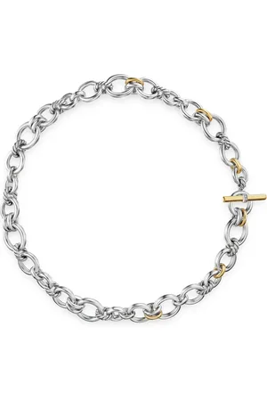David Yurman 18K yellow gold and sterling DY Mercer® Petite Toggle Chain diamond necklace