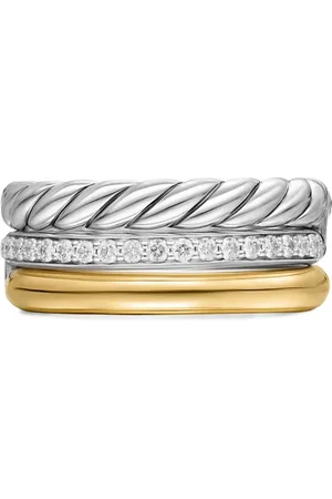 David Yurman 18K yellow gold and sterling DY Mercer® Three Row diamond ring
